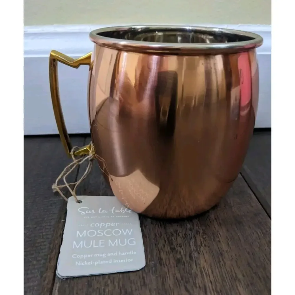 Sur La Table Moscow Mule Copper Drinking Mug Nickel Plated Interior New READ